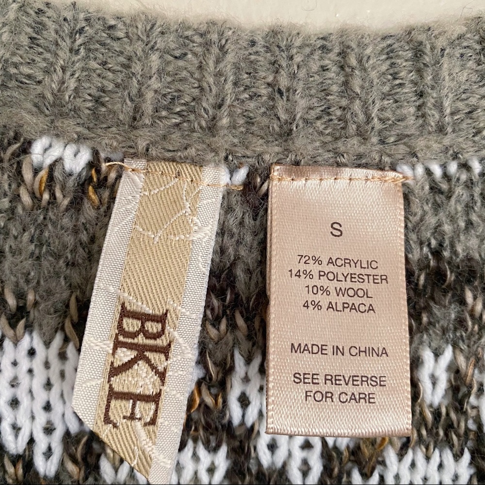 BKE striped knit wool alpaca button sweater brown - Picture 2 of 6